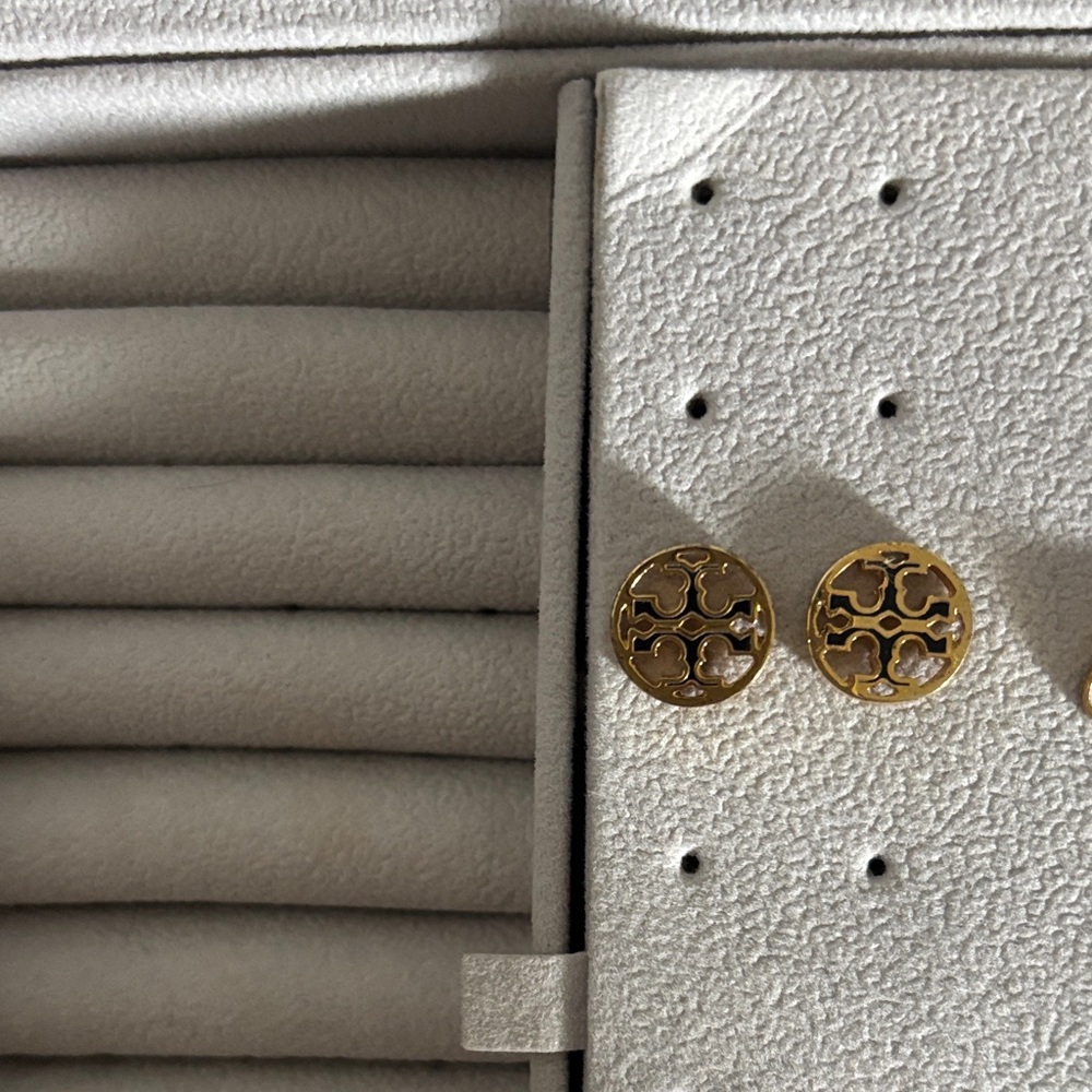 Gold Round Stud Earrings